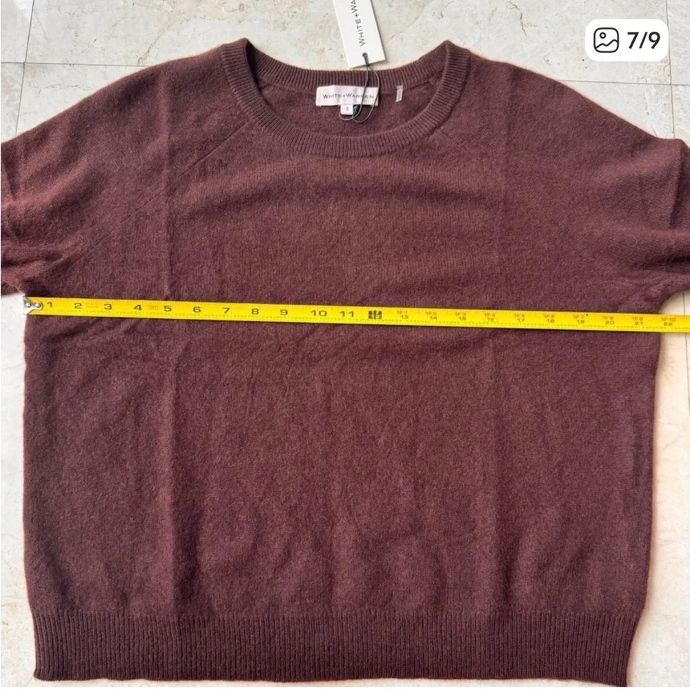 Women’s White + Warren Cashmere Sweater, Brown, Small - Picture 6 of 6